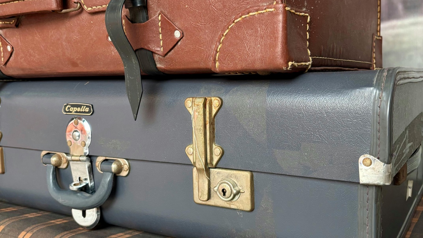 Stack of vintage suitcases
